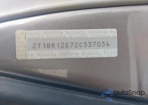 2002 Toyota Corolla Le from USA, damaged, VIN 2T1BR12E72C537034